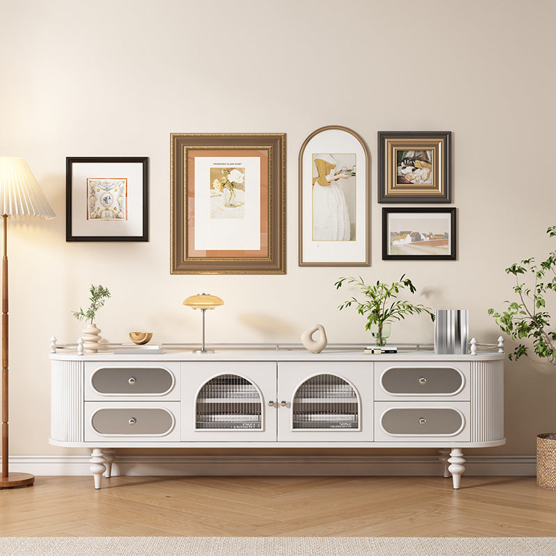 Solid Wood TV Stand Console Traditional Media Console TV Stand with Drawers White Clearhalo 'furn' 'furn_tv_stands_entertainment_centers' 'Furniture' 'Living Room Furniture' 'TV Stands & Entertainment Centers' 'TV Stands & Media Storage Furniture' 'tv_stands_entertainment_centers' 6982696