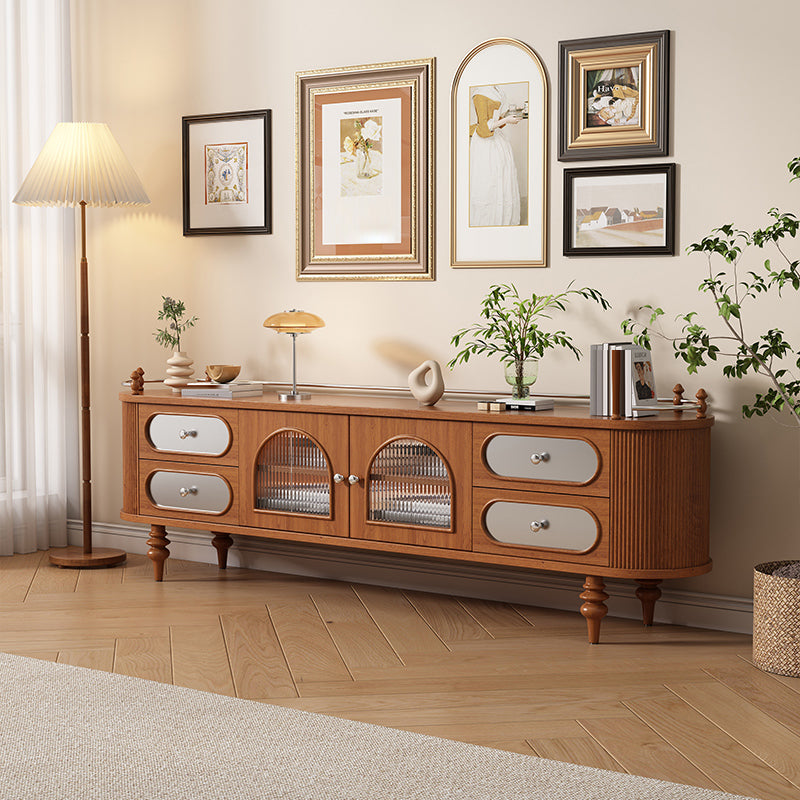 Solid Wood TV Stand Console Traditional Media Console TV Stand with Drawers 79"L x 16"W x 25"H Brown Clearhalo 'furn' 'furn_tv_stands_entertainment_centers' 'Furniture' 'Living Room Furniture' 'TV Stands & Entertainment Centers' 'TV Stands & Media Storage Furniture' 'tv_stands_entertainment_centers' 6982697