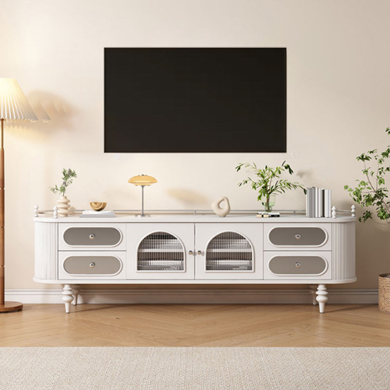 Solid Wood TV Stand Console Traditional Media Console TV Stand with Drawers 87"L x 16"W x 25"H White Clearhalo 'furn' 'furn_tv_stands_entertainment_centers' 'Furniture' 'Living Room Furniture' 'TV Stands & Entertainment Centers' 'TV Stands & Media Storage Furniture' 'tv_stands_entertainment_centers' 6982698