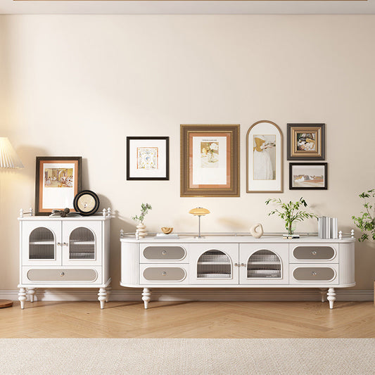 Console TV in legno massello Console tradizionale TV console con cassetti