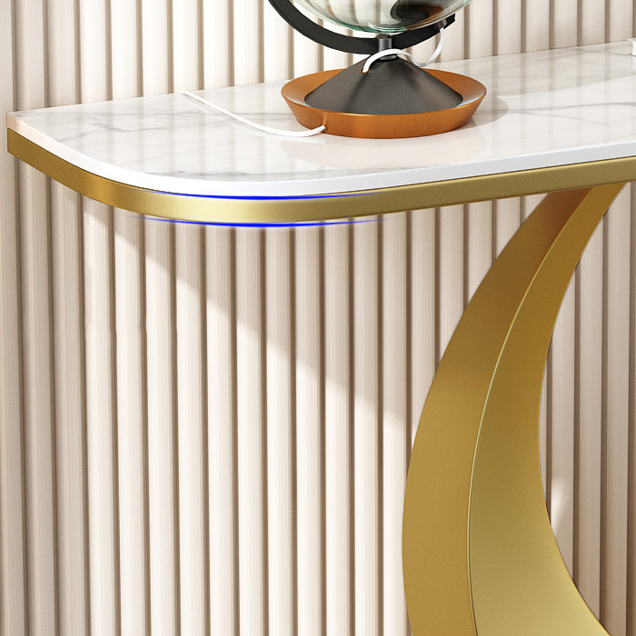 1-shelf 31.5" Tall Console Table Modern Stone Accent Table for Hall