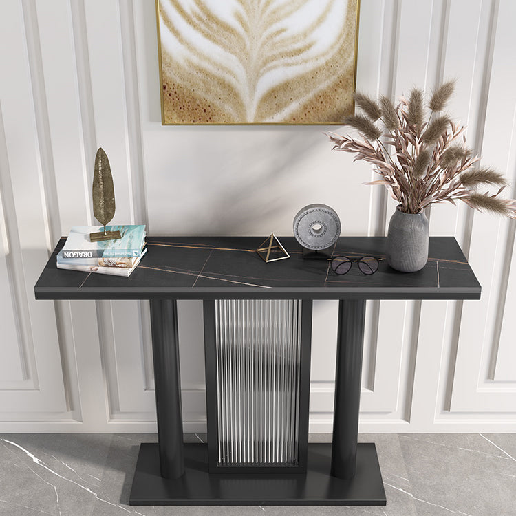 Rectangle Console Accent Table Antique Finish Modern Console Sofa Table in Stone