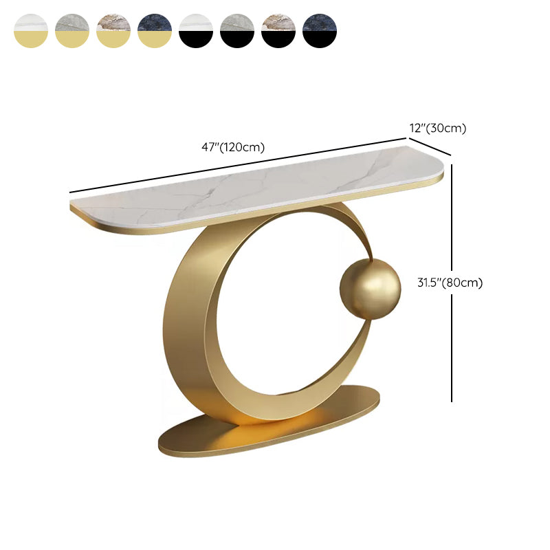 Halbmond zeitgenössischer Konsolen Akzenttisch Antikes Finish -Konsole -Sofa Tisch in Stein