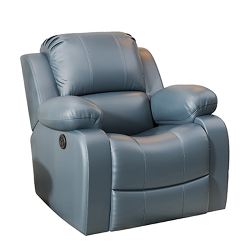 Metal Frame Standard Recliner Faux Leather Recliner Chair with Lumbar Sky Blue Clearhalo 'Chairs & Seating' 'furn' 'furn_recliners' 'Furniture' 'Living Room Furniture' 'Recliners' 6983908