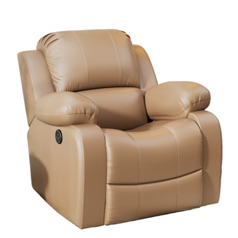 Metal Frame Standard Recliner Faux Leather Recliner Chair with Lumbar Off-White Clearhalo 'Chairs & Seating' 'furn' 'furn_recliners' 'Furniture' 'Living Room Furniture' 'Recliners' 6983910