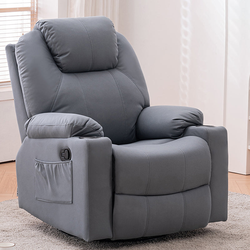 Metal Frame Home Theater Recliner Swivel Rocker Chair with Storage Faux Leather Blue Clearhalo 'Chairs & Seating' 'furn' 'furn_recliners' 'Furniture' 'Living Room Furniture' 'Recliners' 6983930