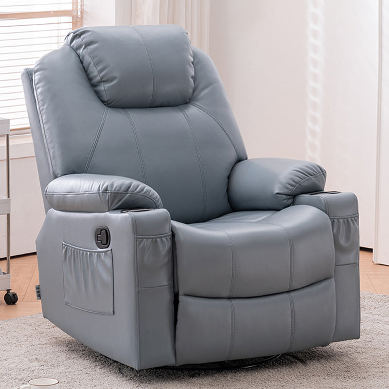 Metal Frame Home Theater Recliner Swivel Rocker Chair with Storage Nanofabrics Blue Clearhalo 'Chairs & Seating' 'furn' 'furn_recliners' 'Furniture' 'Living Room Furniture' 'Recliners' 6983948
