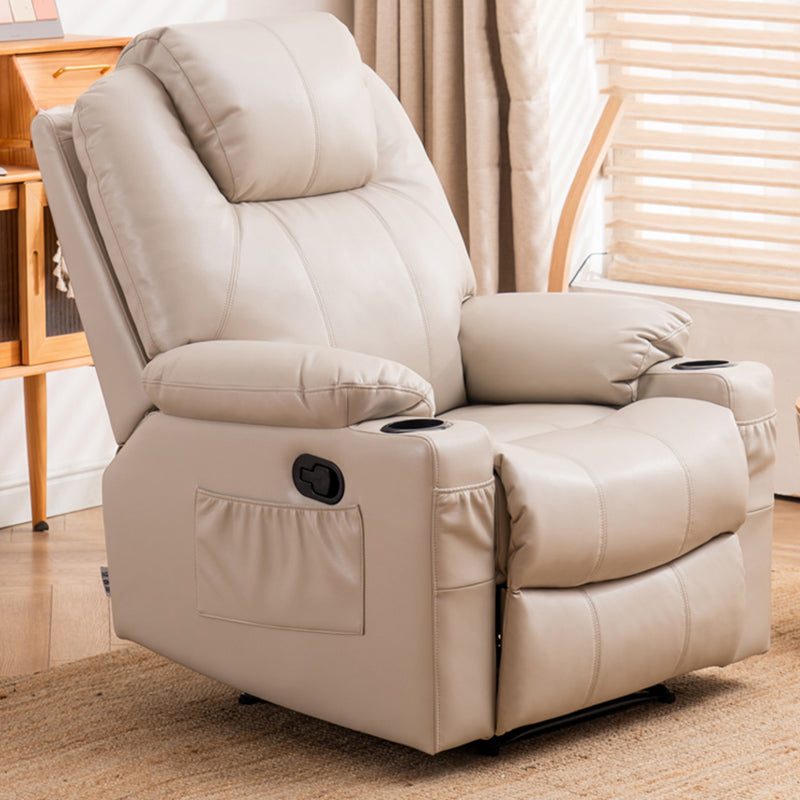 Metal Frame Home Theater Recliner Swivel Rocker Chair with Storage Nanofabrics Light Grey Clearhalo 'Chairs & Seating' 'furn' 'furn_recliners' 'Furniture' 'Living Room Furniture' 'Recliners' 6983950