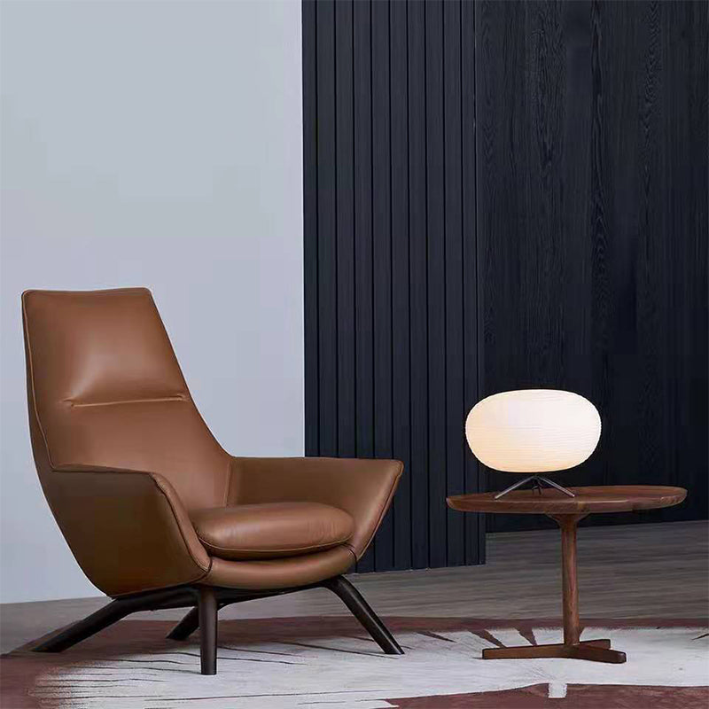 Modern Leather Fixed Back Chair in Brown Upholstered Flared Arms Chair Clearhalo 'Accent Chairs' 'accent_chairs' 'Chairs & Seating' 'furn' 'furn_accent_chairs' 'Furniture' 'Living Room Furniture' 6983956