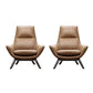 Modern Leather Fixed Back Chair in Brown Upholstered Flared Arms Chair 2 Piece Set Clearhalo 'Accent Chairs' 'accent_chairs' 'Chairs & Seating' 'furn' 'furn_accent_chairs' 'Furniture' 'Living Room Furniture' 6983957
