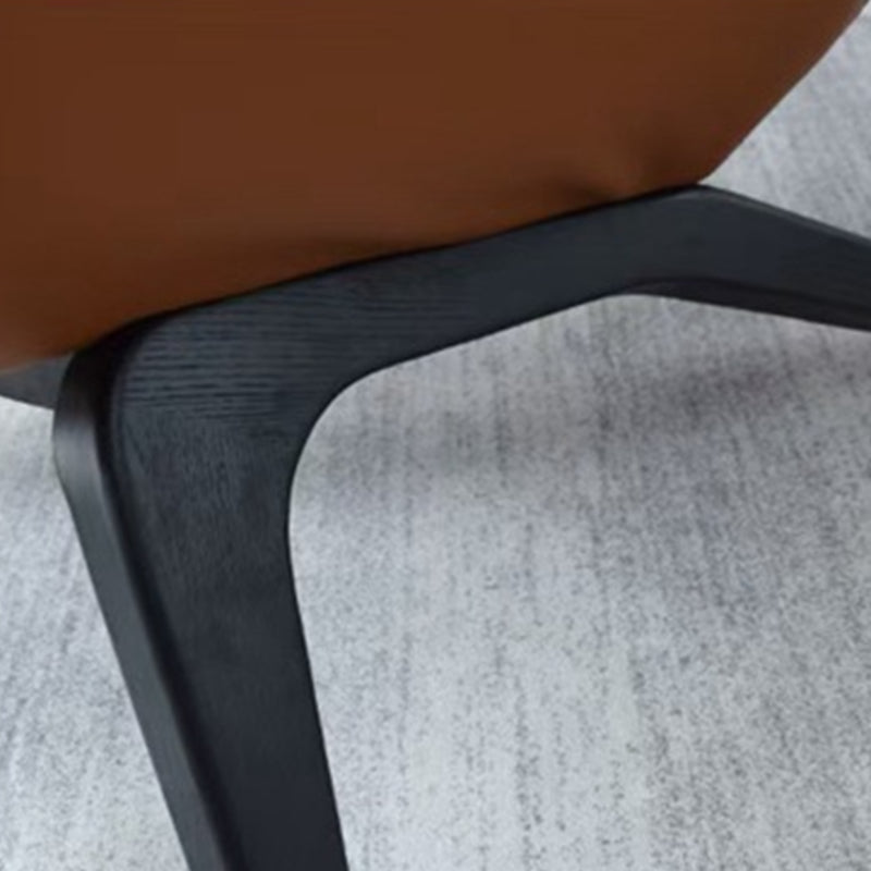 Modern Leather Fixed Back Chair in Brown Upholstered Flared Arms Chair Clearhalo 'Accent Chairs' 'accent_chairs' 'Chairs & Seating' 'furn' 'furn_accent_chairs' 'Furniture' 'Living Room Furniture' 6983962