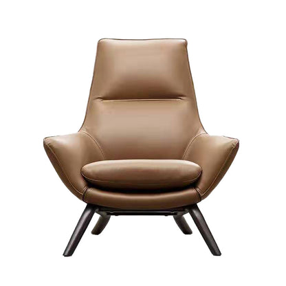Modern Leather Fixed Back Chair in Brown Upholstered Flared Arms Chair 1 Piece Clearhalo 'Accent Chairs' 'accent_chairs' 'Chairs & Seating' 'furn' 'furn_accent_chairs' 'Furniture' 'Living Room Furniture' 6983965
