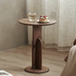 Contemporary Side End Table Round Pedestal Walnut Living Room Solid Wood Corner Table