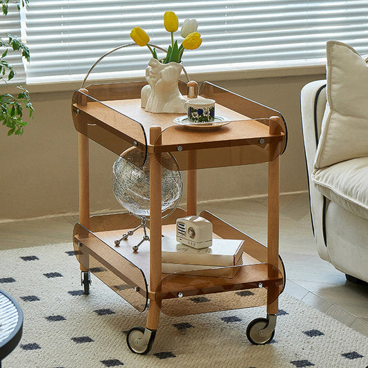 Modern Side Table Glass Top with Storage Rectangular Double Tier Accent Side Table Clearhalo 'Coffee & Accent Tables' 'End & Side Tables' 'end_side_tables' 'furn' 'furn_end_side_tables' 'Furniture' 'Living Room Furniture' 6983991