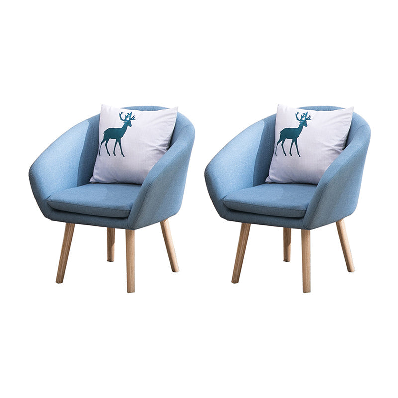 Contemporary Sloped Arms Accent Armchair Basic Four Leg Arm Chair Cotton and Linen Blue 2 Piece Set Clearhalo 'Accent Chairs' 'accent_chairs' 'Chairs & Seating' 'furn' 'furn_accent_chairs' 'Furniture' 'Living Room Furniture' 6984016