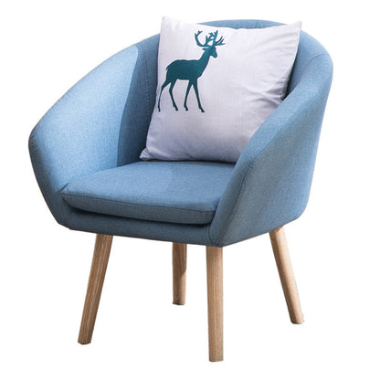 Contemporary Sloped Arms Accent Armchair Basic Four Leg Arm Chair Cotton and Linen Blue 1 Piece Clearhalo 'Accent Chairs' 'accent_chairs' 'Chairs & Seating' 'furn' 'furn_accent_chairs' 'Furniture' 'Living Room Furniture' 6984025