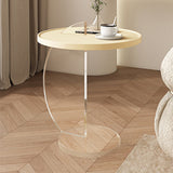 19.68" Wide Abstract Side Table Round Tray Top Sofa Side Accent Table