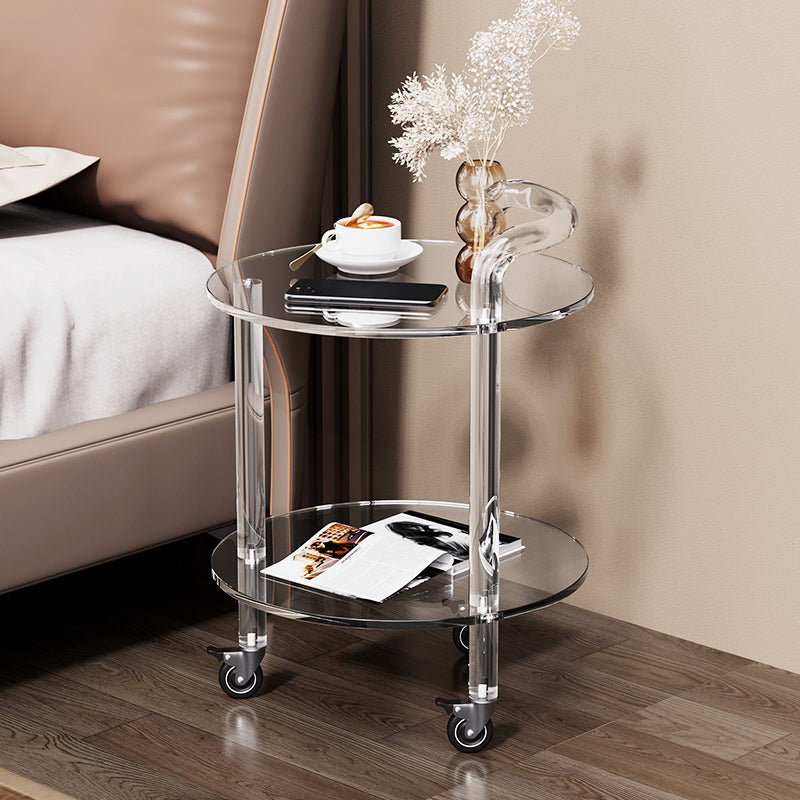 Transparent Acrylic End Table Modern Round Accent Side Table