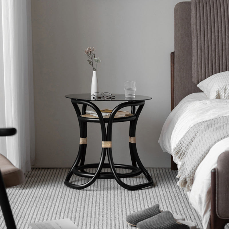 20.47 "背の高い抽象的なサイドテーブルガラストップソファサイドアクセントテーブル