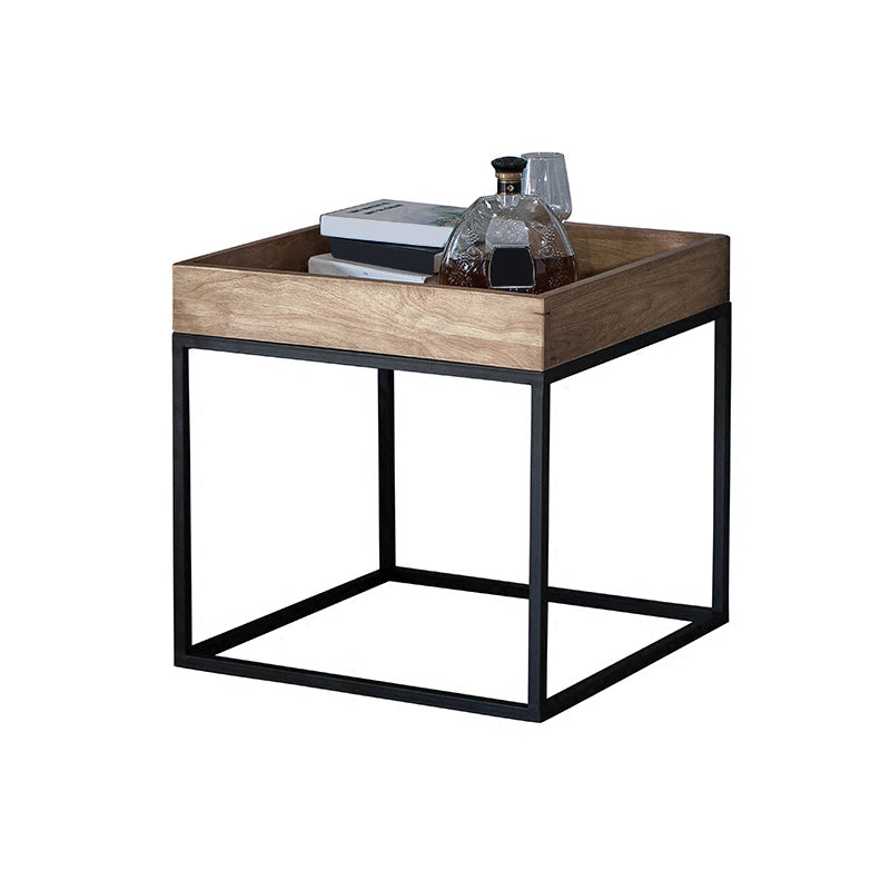 21.65" Tall Tray Top End Table Wood and Metal Frame Accent Side Table