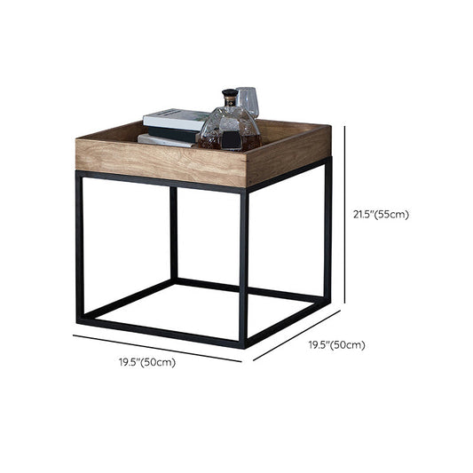 21.65" Tall Tray Top End Table Wood and Metal Frame Accent Side Table