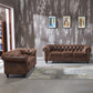 Chesterfield dunkelbraunes Sofa Apartment Tuxedo Arm liebt echtes Ledersofa