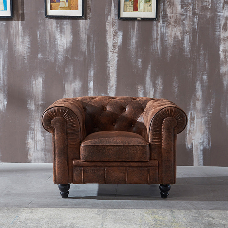 Chesterfield dunkelbraunes Sofa Apartment Tuxedo Arm liebt echtes Ledersofa