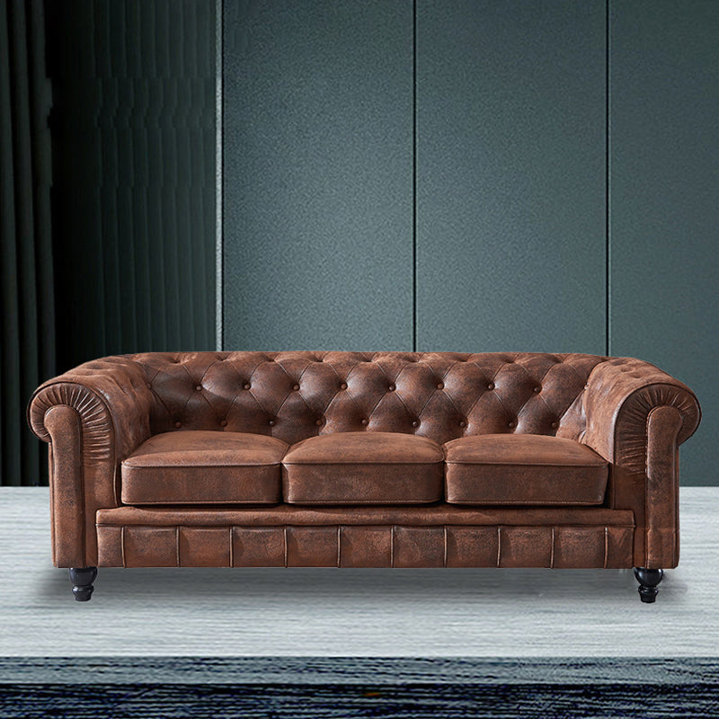 Chesterfield dunkelbraunes Sofa Apartment Tuxedo Arm liebt echtes Ledersofa