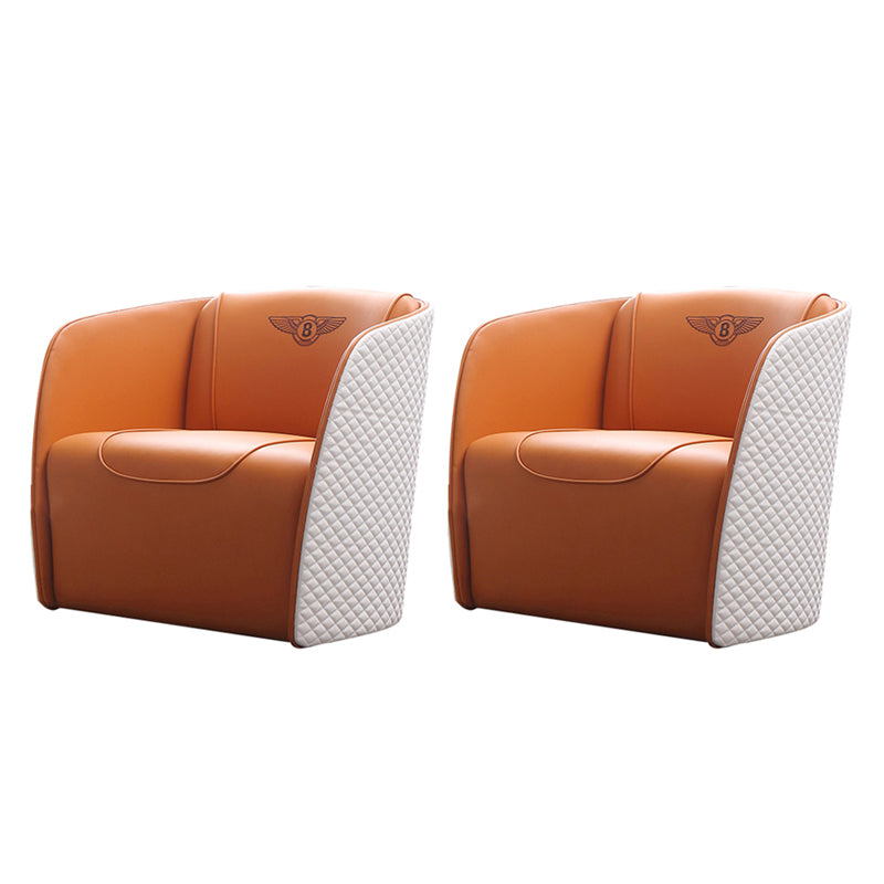 Contemporary Solid Color Chair Faux Leather Barrel Accent Chair