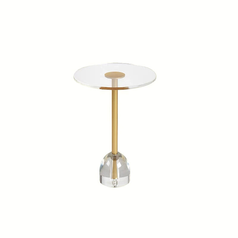 Glam Sofa Side Accent Table Plastic Clear Round Living Room Corner Table Gold Transparent 1 Clearhalo 'Coffee & Accent Tables' 'End & Side Tables' 'end_side_tables' 'furn' 'furn_end_side_tables' 'Furniture' 'Living Room Furniture' 6984252
