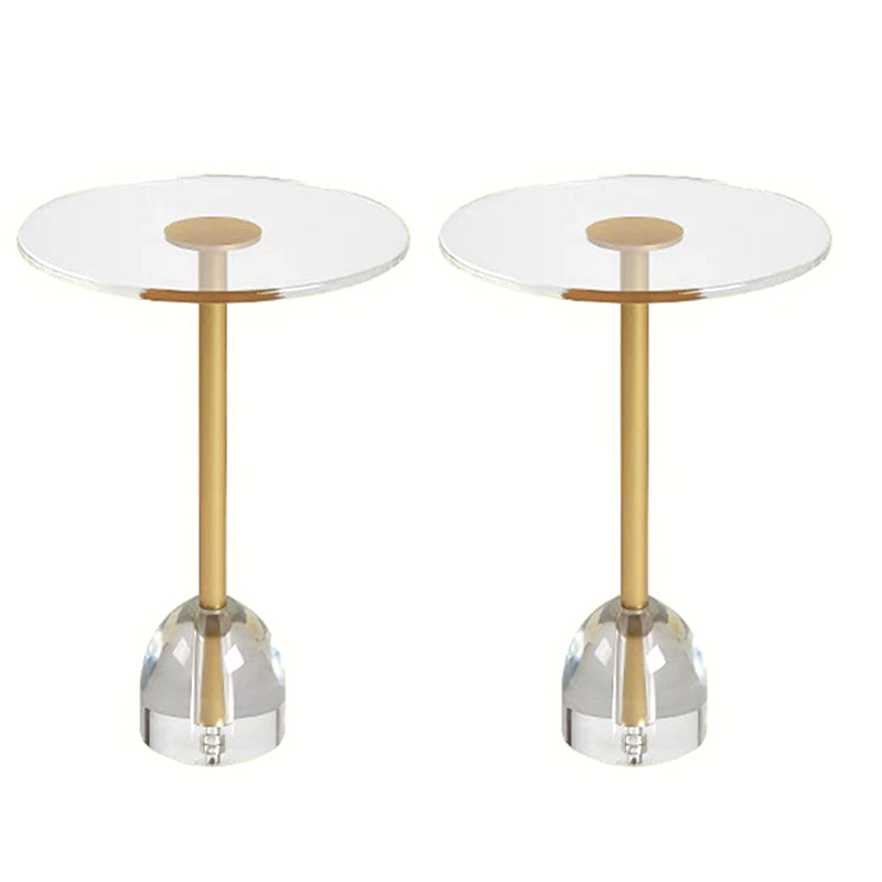 Glam Sofa Side Accent Table Plastic Clear Round Living Room Corner Table Gold Transparent 2 Clearhalo 'Coffee & Accent Tables' 'End & Side Tables' 'end_side_tables' 'furn' 'furn_end_side_tables' 'Furniture' 'Living Room Furniture' 6984253