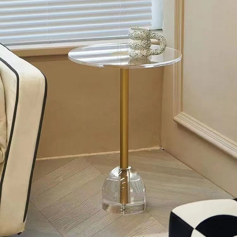 Glam Sofa Side Accent Table Plastic Clear Round Living Room Corner Table Clearhalo 'Coffee & Accent Tables' 'End & Side Tables' 'end_side_tables' 'furn' 'furn_end_side_tables' 'Furniture' 'Living Room Furniture' 6984254