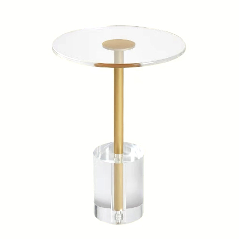 Glam Sofa Side Accent Table Plastic Clear Round Living Room Corner Table Transparent Gold 1 Clearhalo 'Coffee & Accent Tables' 'End & Side Tables' 'end_side_tables' 'furn' 'furn_end_side_tables' 'Furniture' 'Living Room Furniture' 6984255