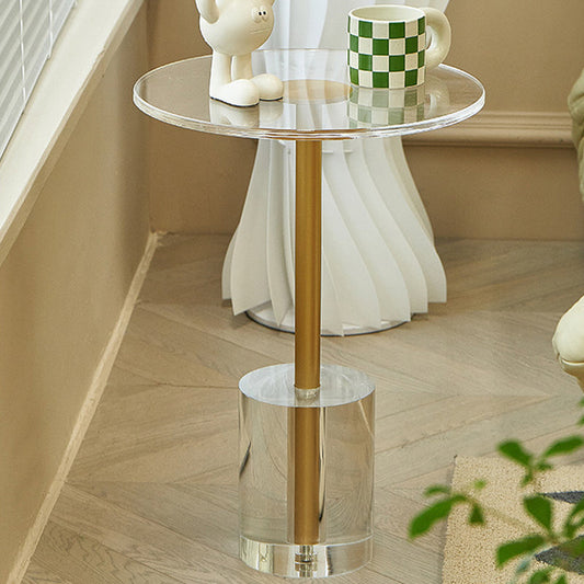 Glam Sofa Side Accent Table Plastic Clear Round Living Room Corner Table
