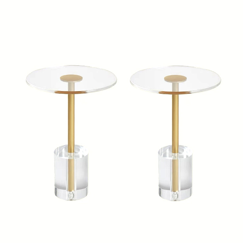 Glam Sofa Side Accent Table Plastic Clear Round Living Room Corner Table Transparent Gold 2 Clearhalo 'Coffee & Accent Tables' 'End & Side Tables' 'end_side_tables' 'furn' 'furn_end_side_tables' 'Furniture' 'Living Room Furniture' 6984257