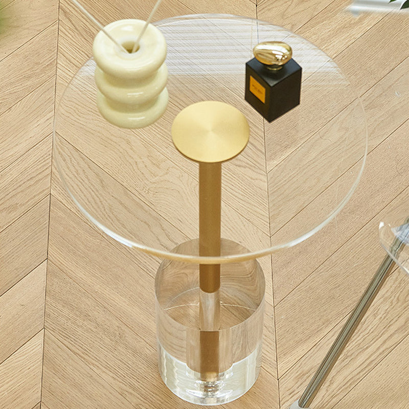 Glam Sofa Side Accent Table Plastic Clear Round Living Room Corner Table