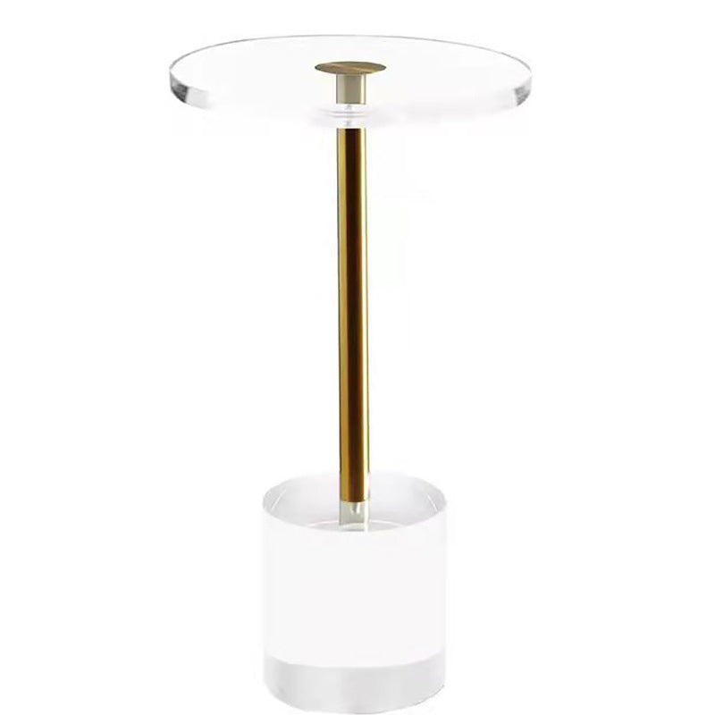 Glam Sofa Side Accent Table Plastic Clear Round Living Room Corner Table