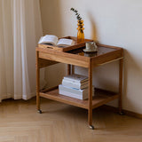 Contemporary Corner Table with Storage Rectangular Double Tier Living Room End Table