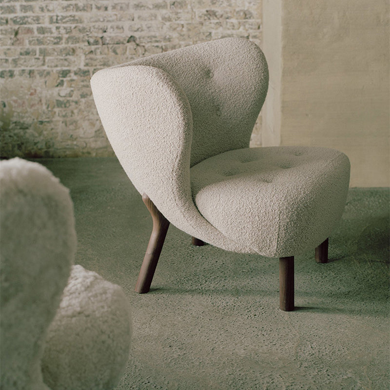 Scandinavian Slipper Accent Chair Solid Wood Frame Slipper Chair