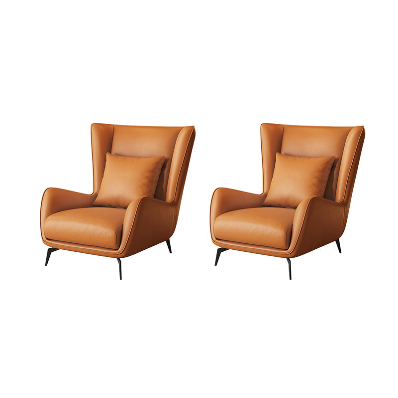 Mid-Century Modern Wingback Chair Orange Bonded Leather Wingback Chair Accent Chair Microfiber Leather 2 Piece Set Clearhalo 'Accent Chairs' 'accent_chairs' 'Chairs & Seating' 'furn' 'furn_accent_chairs' 'Furniture' 'Living Room Furniture' 6984304