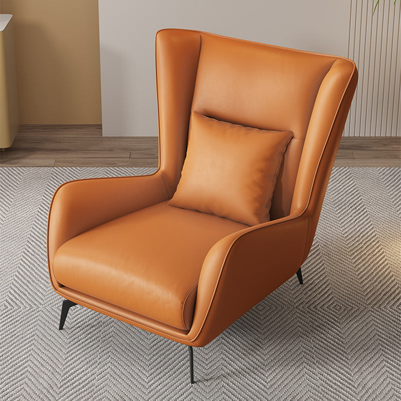 Mid-Century Modern Wingback Chair Orange Bonded Leather Wingback Chair Accent Chair Microfiber Leather 1 Piece Clearhalo 'Accent Chairs' 'accent_chairs' 'Chairs & Seating' 'furn' 'furn_accent_chairs' 'Furniture' 'Living Room Furniture' 6984305