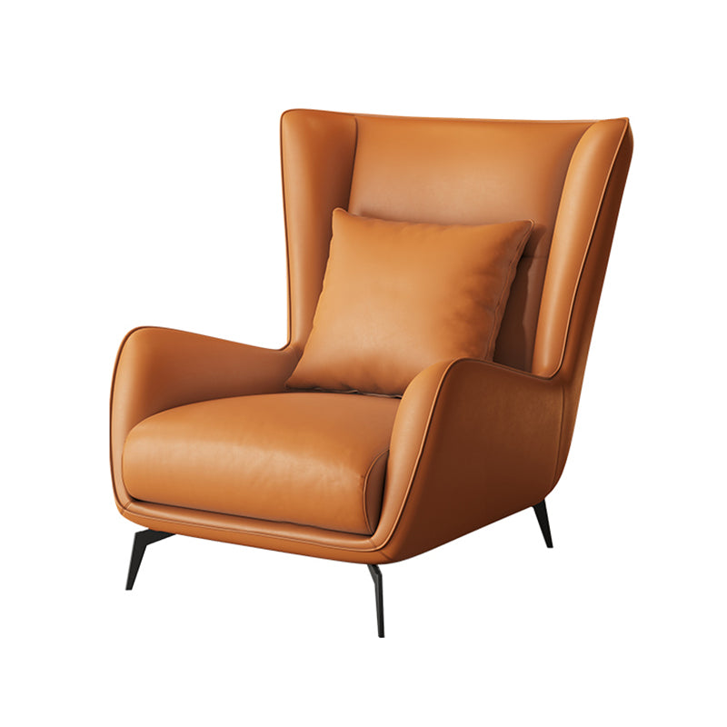 Mid-Century Modern Wingback Chair Orange Bonded Leather Wingback Chair Clearhalo 'Accent Chairs' 'accent_chairs' 'Chairs & Seating' 'furn' 'furn_accent_chairs' 'Furniture' 'Living Room Furniture' 6984309