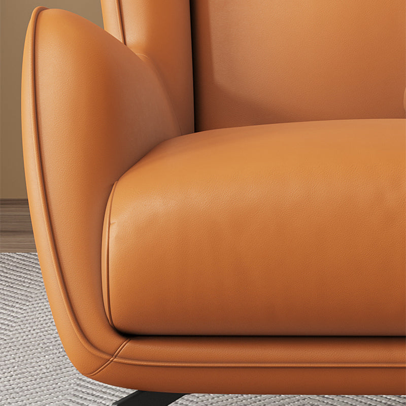 Mid-Century Modern Wingback Chair Orange Bonded Leather Wingback Chair Clearhalo 'Accent Chairs' 'accent_chairs' 'Chairs & Seating' 'furn' 'furn_accent_chairs' 'Furniture' 'Living Room Furniture' 6984312