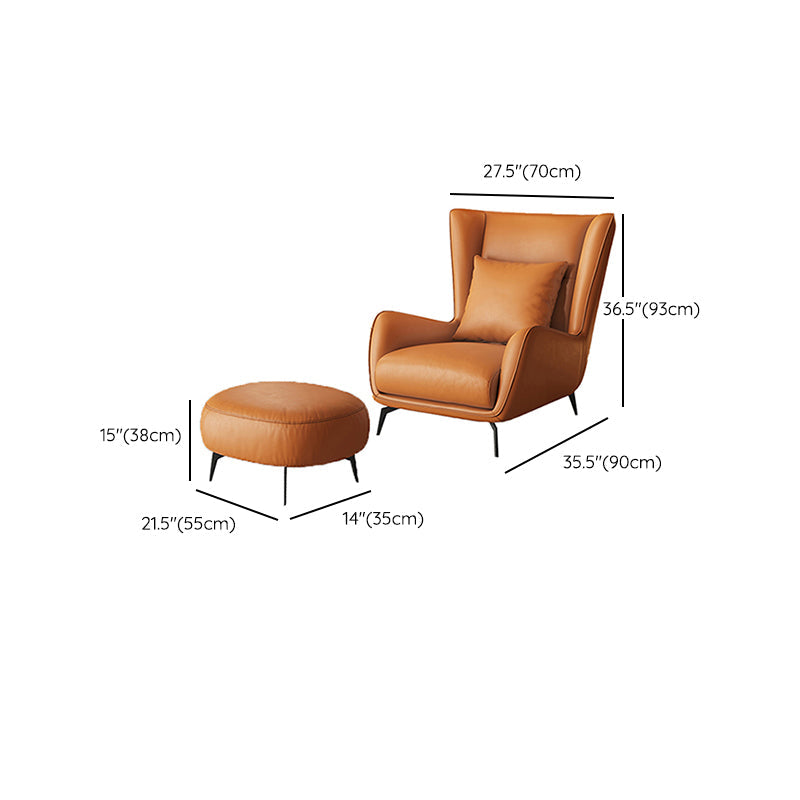 Mid-Century Modern Wingback Chair Orange Bonded Leather Wingback Chair Clearhalo 'Accent Chairs' 'accent_chairs' 'Chairs & Seating' 'furn' 'furn_accent_chairs' 'Furniture' 'Living Room Furniture' 6984315