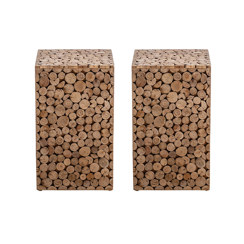 Solid Wood Living Room Side Table Light Brown Square End Table