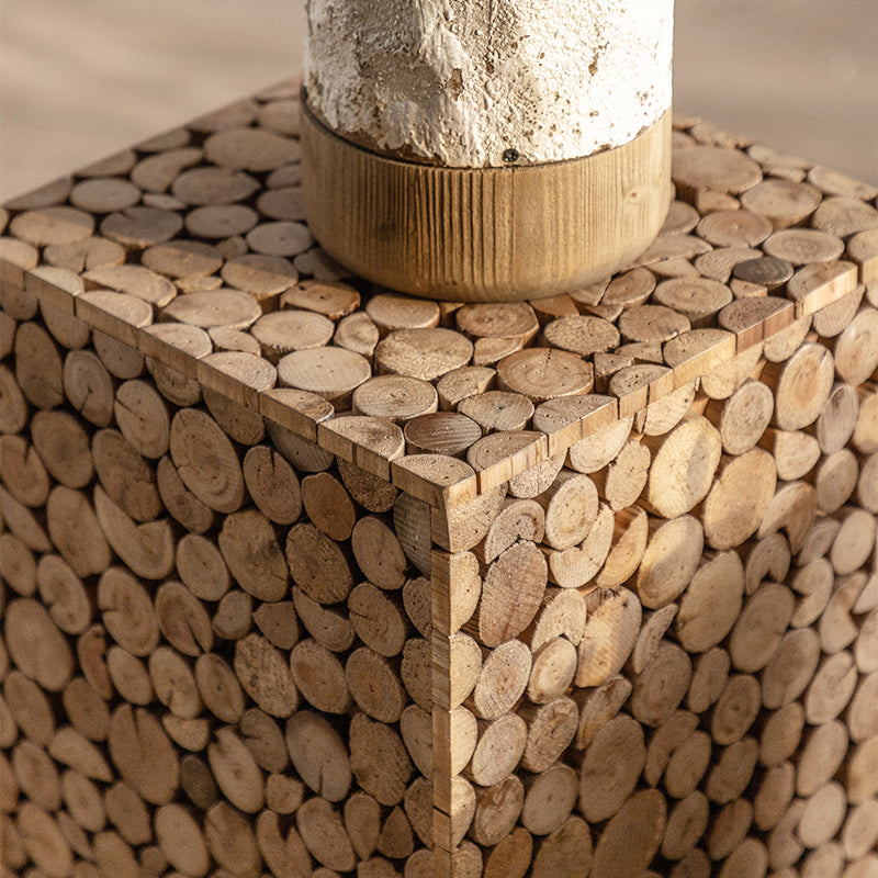 Solid Wood Living Room Side Table Light Brown Square End Table