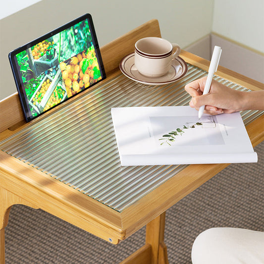 Tavolo laterale in vetro rettangolare tavolo da divano di divano in legno