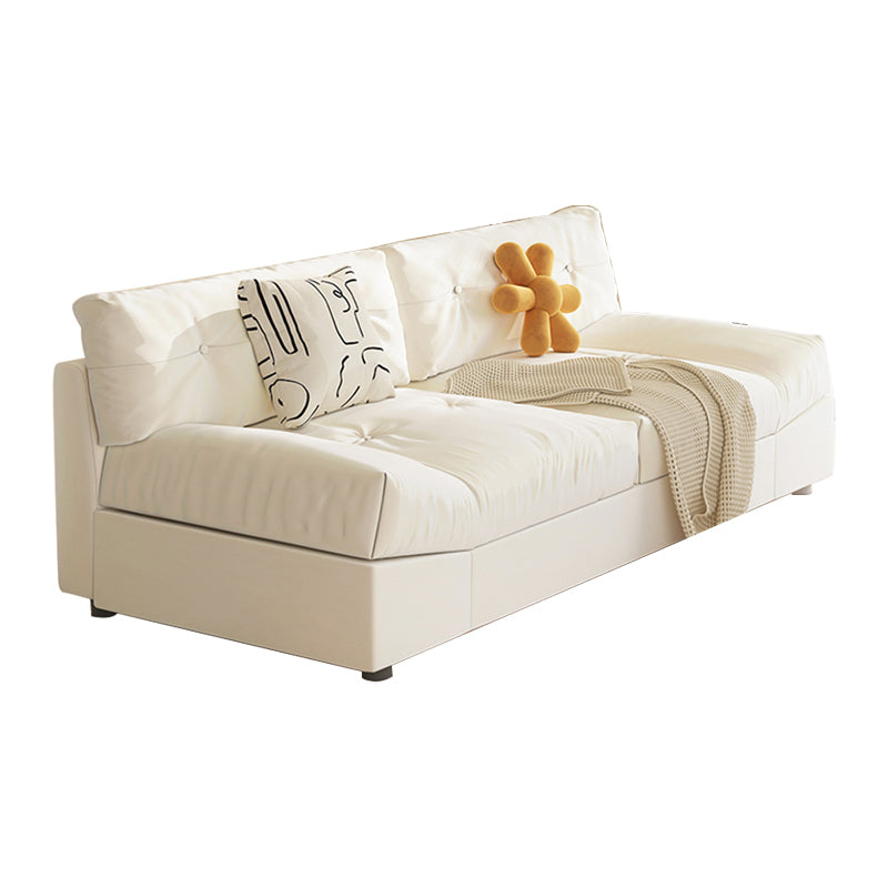 Modern Style Fabric Sofa in Off-White Living Room Square Arm Sofa Clearhalo 'furn' 'furn_sofas' 'Furniture' 'Living Room Furniture' 'Sofa' 'sofas' 6984437