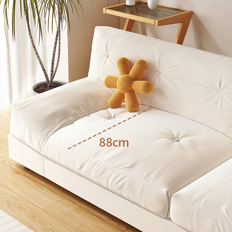 Modern Style Fabric Sofa in Off-White Living Room Square Arm Sofa Clearhalo 'furn' 'furn_sofas' 'Furniture' 'Living Room Furniture' 'Sofa' 'sofas' 6984439