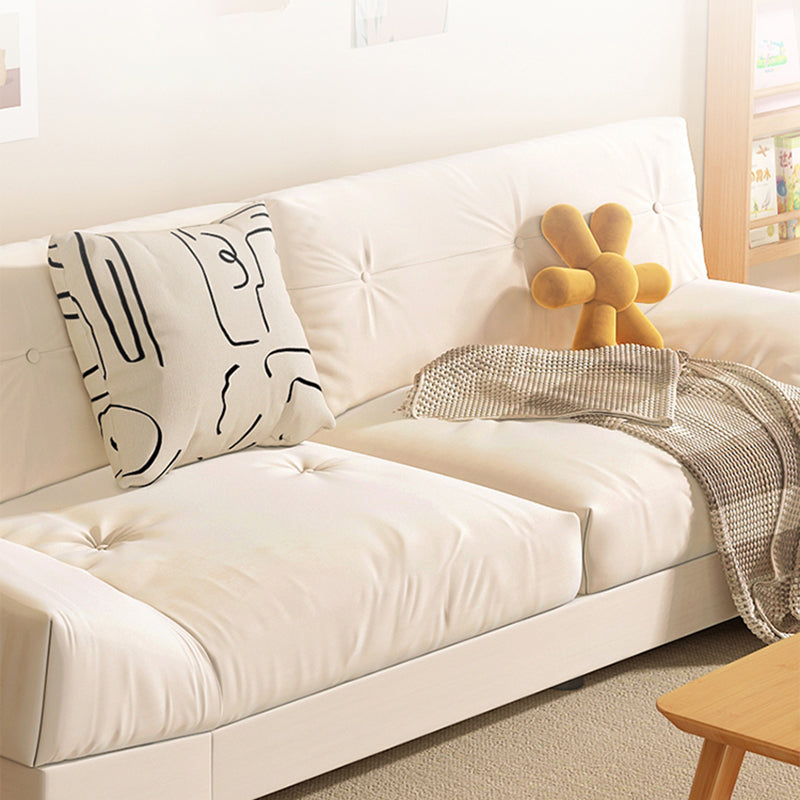 Modern Style Fabric Sofa in Off-White Living Room Square Arm Sofa Clearhalo 'furn' 'furn_sofas' 'Furniture' 'Living Room Furniture' 'Sofa' 'sofas' 6984440